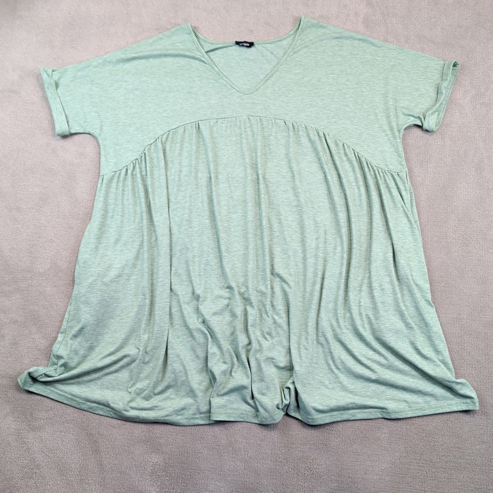 Heyson 1XL Sage Green Babydoll Tunic Top V-Neck Pockets Boho Flowy HD6245P